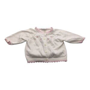 Carter's Baby Girl Sweater White & Pink Floral Button Up 3-6M Cotton Lightweight